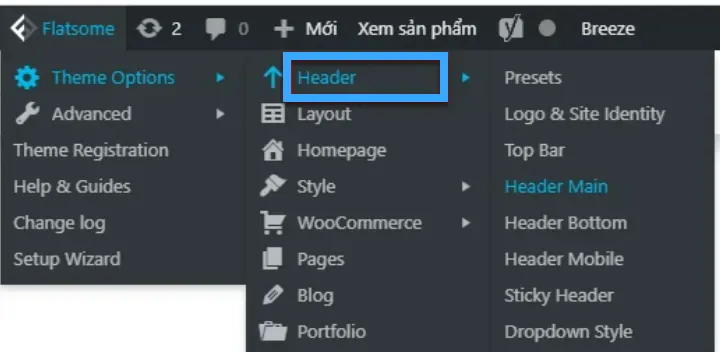 Hướng dẫn cách custom theme Flatsome WordPress chi tiết từ A-Z 33 Đổi màu nền của Header